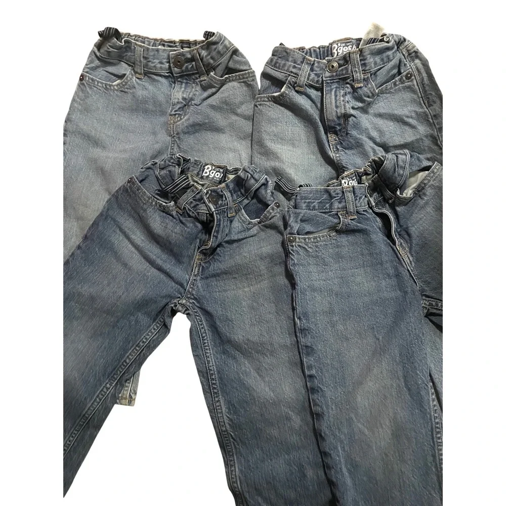 OshKosh Bgosh Boys 4T Classic‎ Blue Jeans Bundle 4 Pair Adjustable Waist Denim